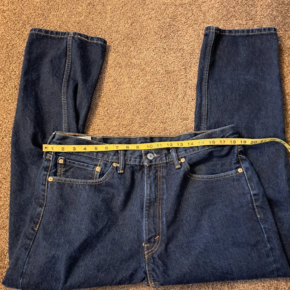 Levi's Men's 505 Regular Straight Fit Blue Denim Jeans - Picture 6 of 11